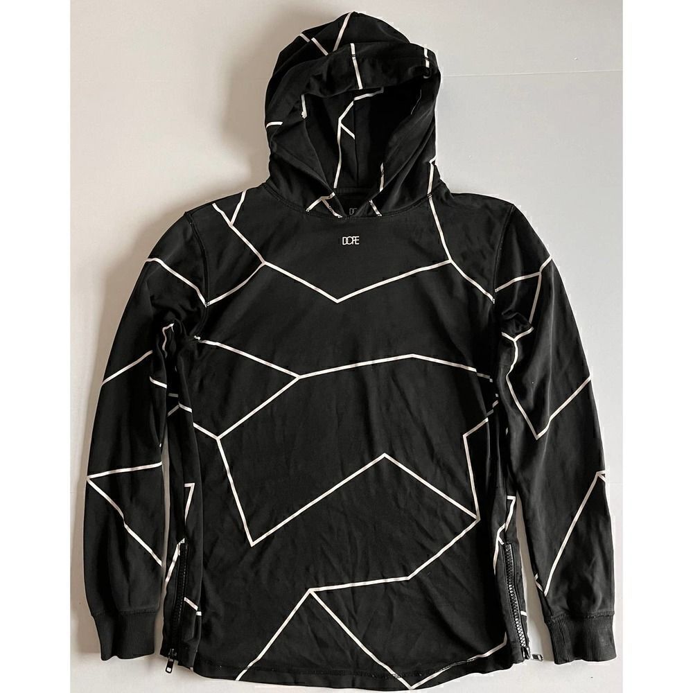 DOPE Side Zip Lightweight, WELL WORN/LOVED hoodie, w/ Abstract Mountain Medium